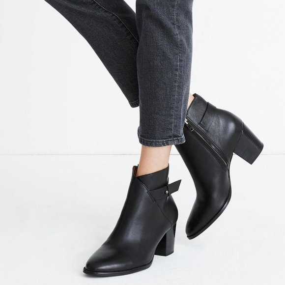 Madewell Shoes - Madewell The Kelci Black Leather Heeled Ankle Boot